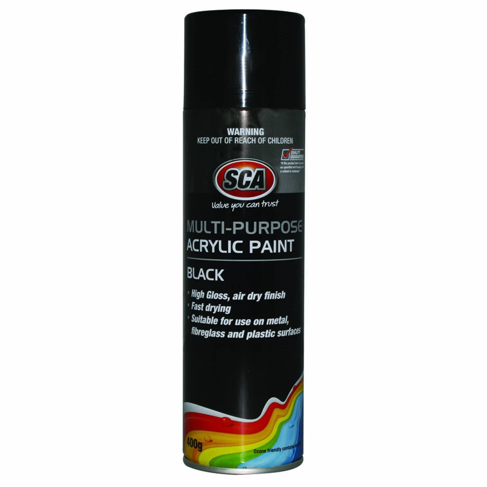 SCA Acrylic Aerosol Paint, Black - 400g 3 SCA Acrylic Aerosol Paint, Black - 400g
