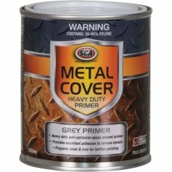 SCA Metal Cover Enamel Rust Paint Heavy Duty Grey Primer 500mL