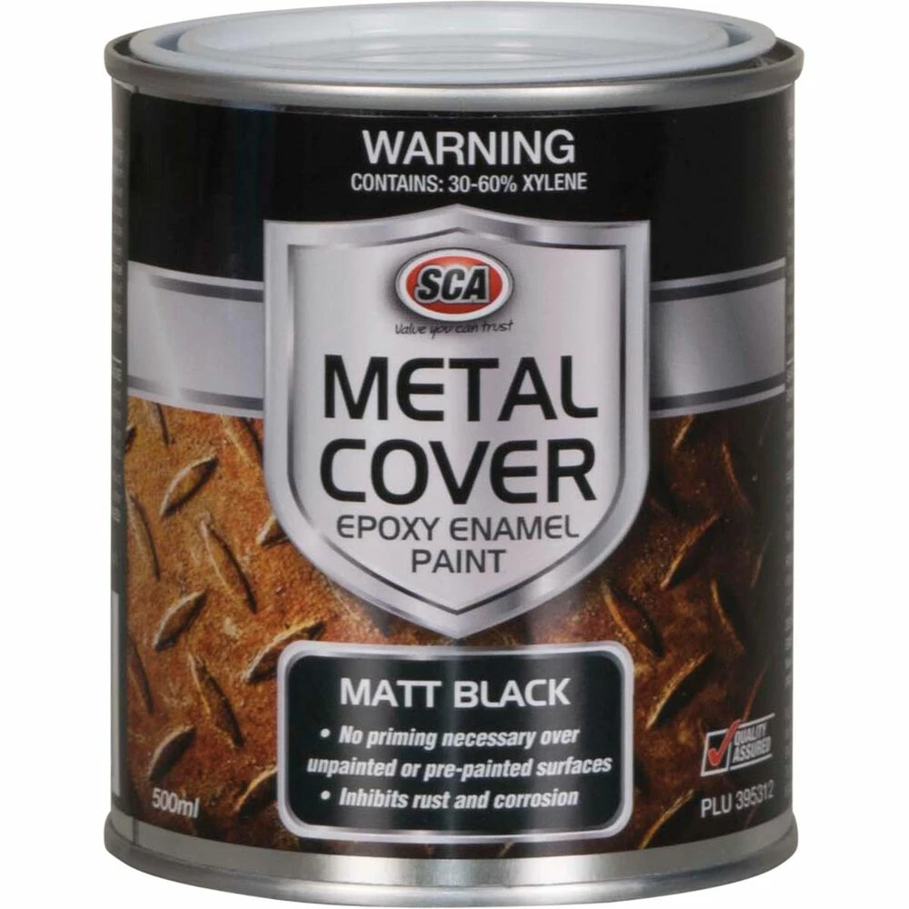 SCA Metal Cover Enamel Rust Paint Matt Black - 500mL 3 SCA Metal Cover Enamel Rust Paint Matt Black - 500mL