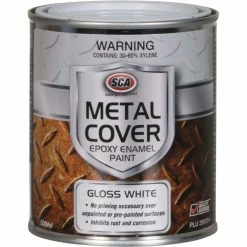 SCA Metal Cover Enamel Rust Paint Gloss White - 500mL