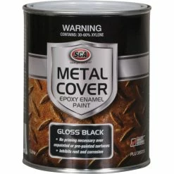 SCA Metal Cover Enamel Rust Paint Gloss Black - 1 Litre