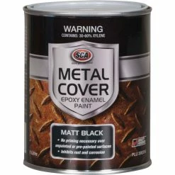 SCA Metal Cover Enamel Rust Paint Matt Black - 1 Litre