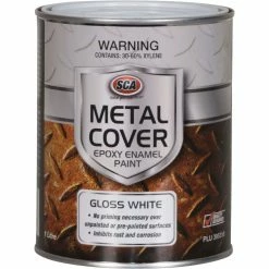 SCA Metal Cover Enamel Rust Paint Gloss White - 1 Litre